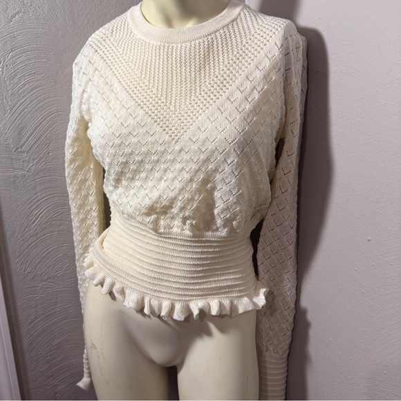 Hem&thread Victorian style off white sweater long sleeve size med - Picture 1 of 13
